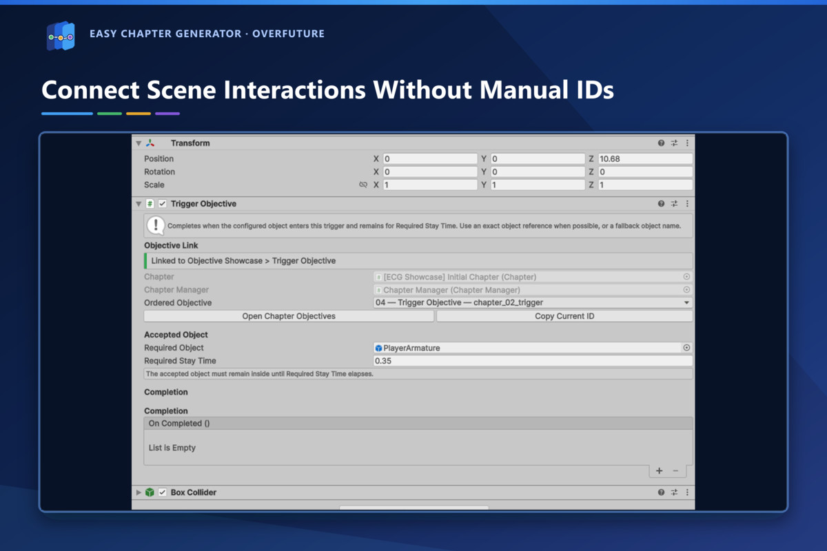 Objective Link selector in a scene component Inspector.